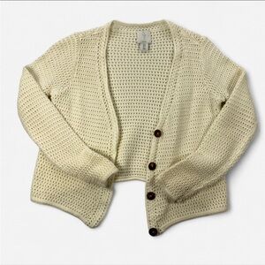 Joie Women's Cropped Open Knit Cardigan Cream Size Small